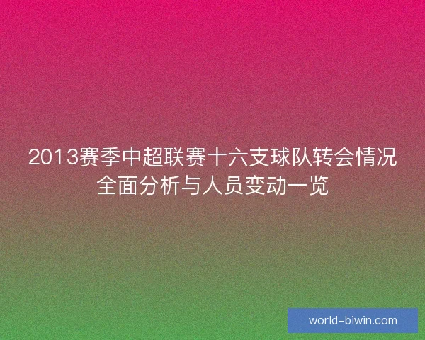 2013赛季中超联赛十六支球队转会情况全面分析与人员变动一览